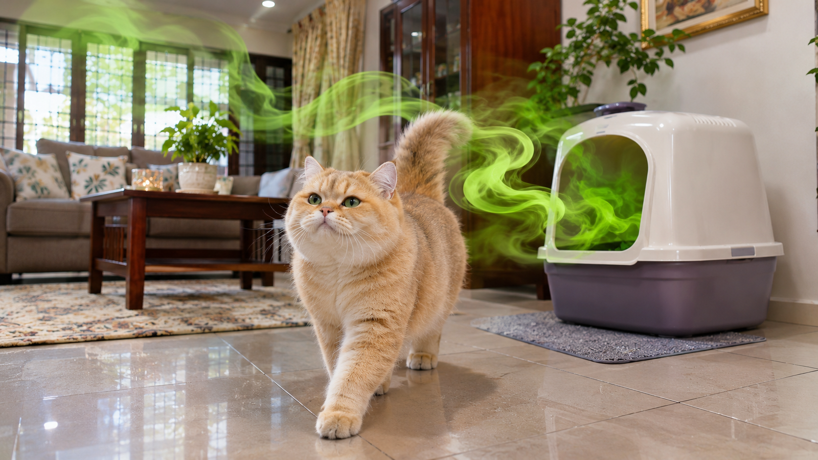 Tetamu tutup hidung kerana bau najis kucing dalam rumah